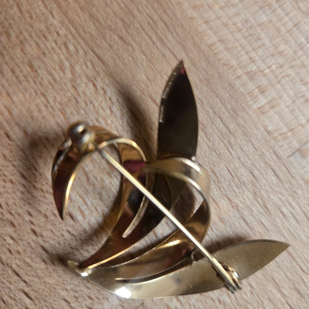 Rolled Gold 10/000 Multi-Leaf Brooch Germany - Picture 3 of 5